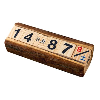 NUOBESTY 2-Piece DIY Wooden Calendar, Large, Manual Desktop Calendar with Perpetual Date Display, Vintage Office and Classroom Decor
