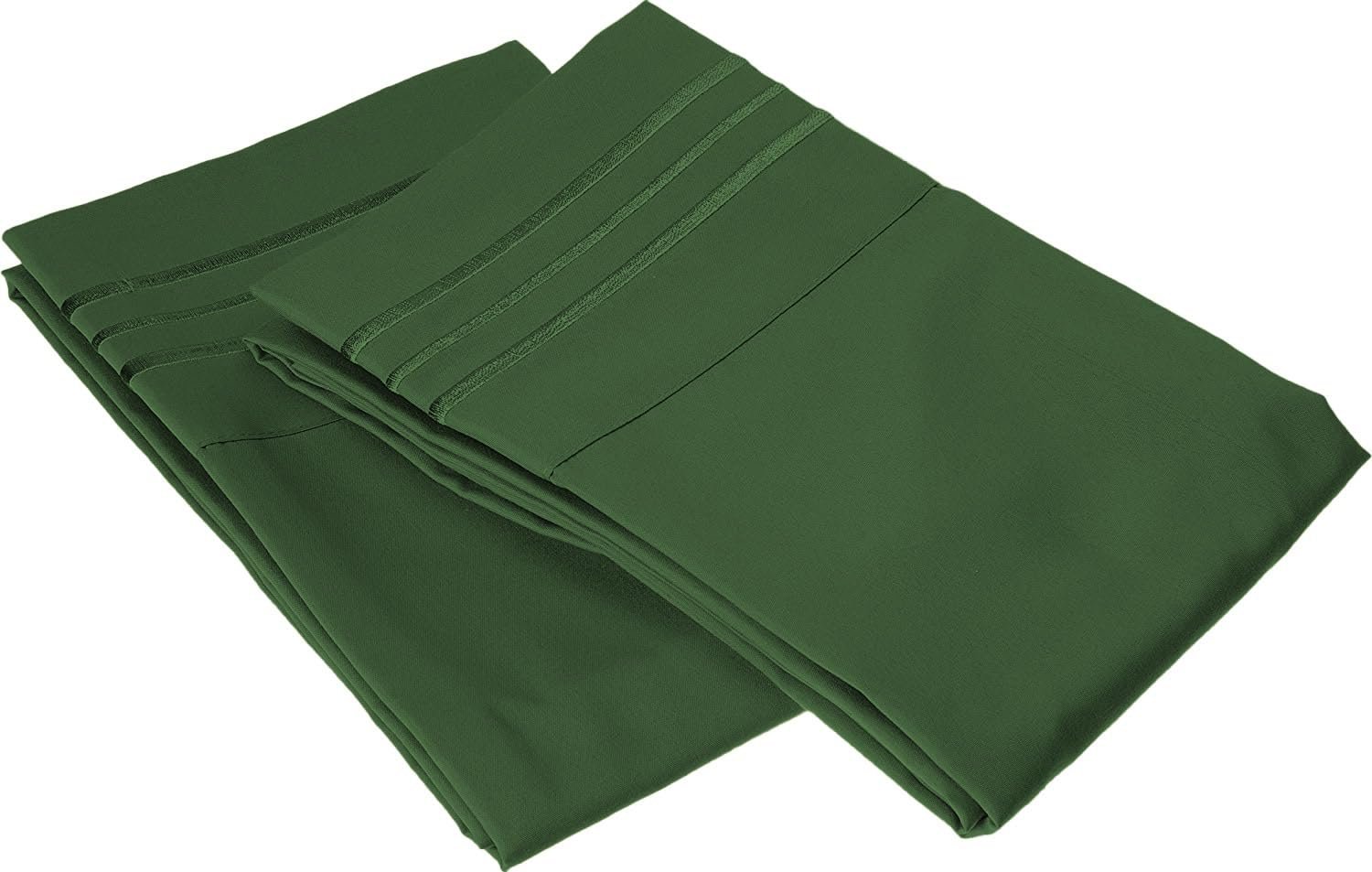 Elegant Comfort 2-Piece King-Size Pillowcase Set, Wrinkle- and Fade-Resistant, Egyptian-Quality Microfiber, Ultra-Soft, Luxurious, Hunter Green