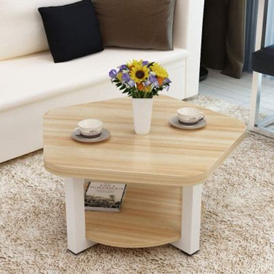 ANIFM Solid Wood Two-Tier Side Table, Light Walnut, 70 × 45 cm
