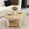 ANIFM Solid Wood Two-Tier Side Table, Light Walnut, 70 × 45 cm view 1