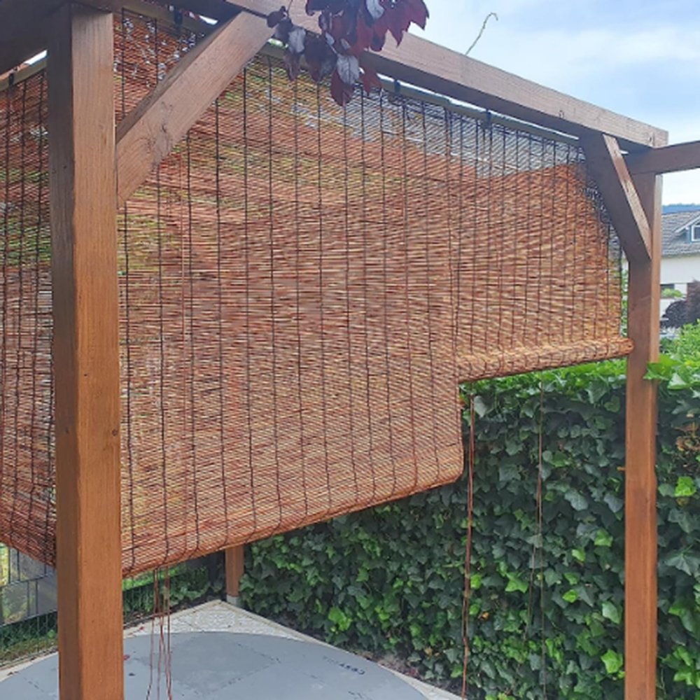 Outdoor Bamboo Roll-Up Blind, Weather-Resistant Reed Shade
