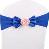 Chair Cover Bow Bands, Spandex Chair Sashes with Rose Balls, Artificial Wedding Chair Sashes, Wedding Chair Bows, Party, Red, 50 Pieces (Color: Royal Blue, Size: 10PCS) view 1