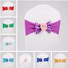 Chair Cover Bow Bands, Spandex Chair Sashes with Rose Balls, Artificial Wedding Chair Sashes, Wedding Chair Bows, Party, Red, 50 Pieces (Color: Royal Blue, Size: 10PCS) view 3