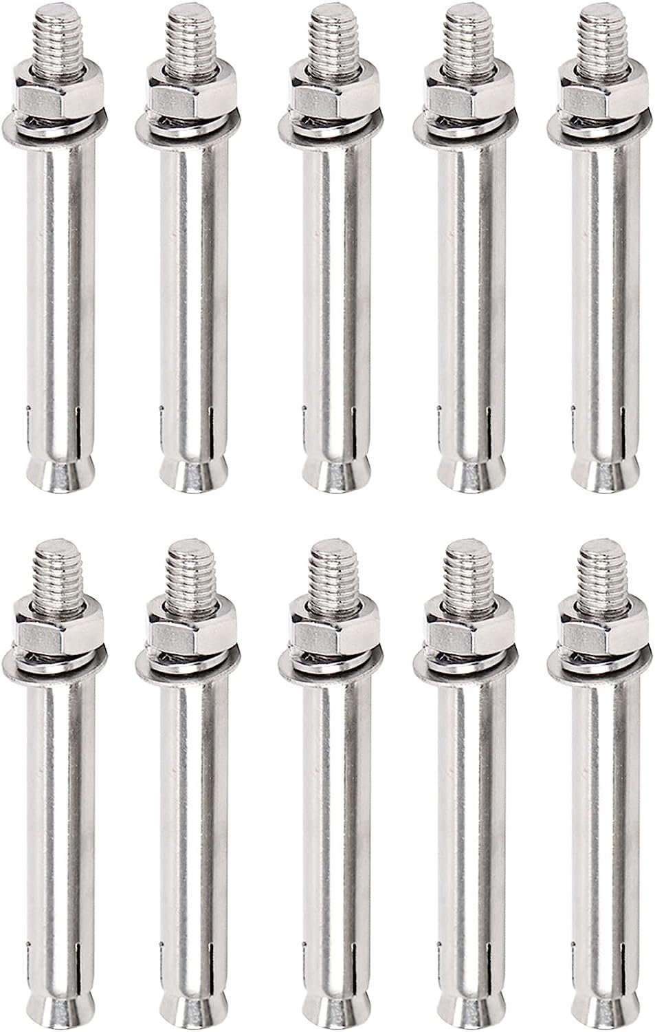 MIFANI 304 Stainless Steel Expansion Anchor Bolts, 10-Pack, M8 x 80 mm