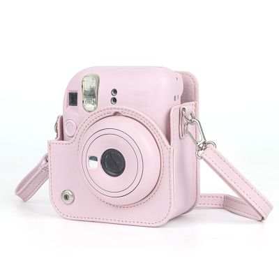 12 Case for 12 Instant Camera, PU Leather Protective Camera Bag with Adjustable Shoulder Strap, Light Cherry Pink