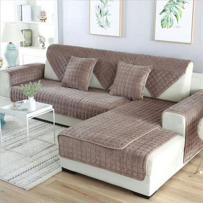 uyeoco Velvet Sofa Cover for L-Shaped Sectional, 70 x 90 cm, Color Ee
