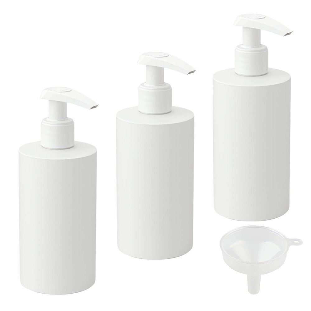 BPZXL 3-Pack 200 mL White Refillable Lotion Pump Bottles