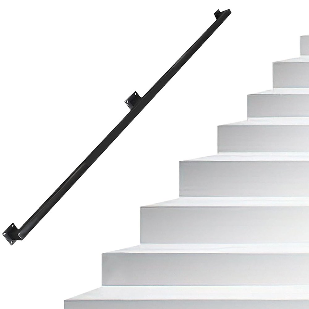 UPIKIT Black Metal Stair Handrail, 110 cm, Wall-Mounted