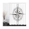 Stfery Washable Fabric Shower Curtain, Gray Black White Nautical Compass, 180 x 200 cm view 1