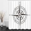 Stfery Washable Fabric Shower Curtain, Gray Black White Nautical Compass, 180 x 200 cm view 2