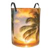 Round Tropical Beach Palm Sunset Laundry Hamper view 2