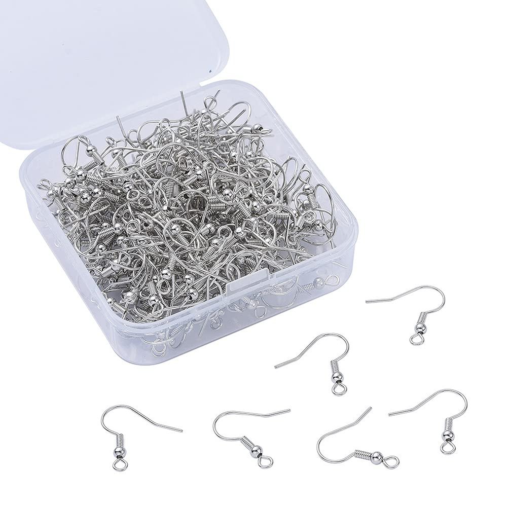 HXSCOO DIY Earring-Making Accessories, White K-Color Ear Hooks, 200 Pieces/Box