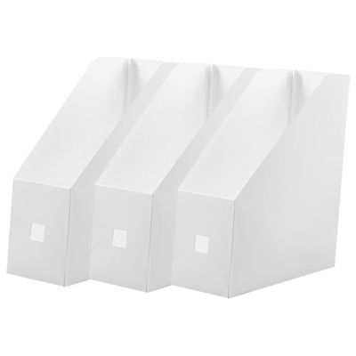 Ciieeo 3-Piece Desktop File Organizer, Thickened Plastic, White Brushed, 9 x 24 x 27 cm