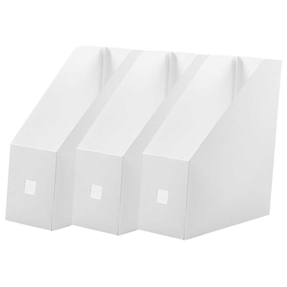 Ciieeo 3-Piece Desktop File Organizer, Thickened Plastic, White Brushed, 9 x 24 x 27 cm