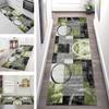 Long Hallway Runner Rug, Non-Slip, Washable, Gray/Black/Green, 110 x 450 cm view 1