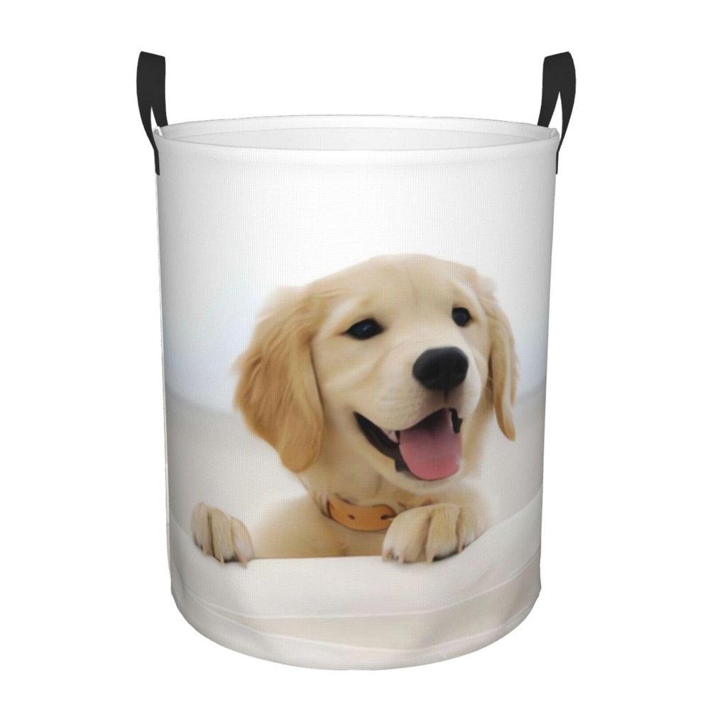 Golden Retriever Puppy Laundry Basket, Waterproof, Foldable, with Handles