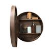 Round Wall-Mounted Bathroom Mirror Cabinet with Wooden Frame, 3-Shelf Medicine Cabinet, Fully Assembled, Yellow, 60 cm (Brown, 50 cm) view 3