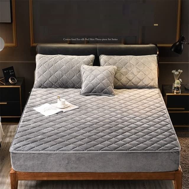 Plush Mattress Cover, Thick, Warm, Soft Crystal Velvet, King Size, Fitted Sheet, No Pillowcase