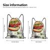 QQLADY Funny Hamburgers and Cups Drawstring Gym Backpack for Men and Women, Waterproof String Bag for Travel and Hiking, Black, S view 2