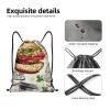 QQLADY Funny Hamburgers and Cups Drawstring Gym Backpack for Men and Women, Waterproof String Bag for Travel and Hiking, Black, S view 4