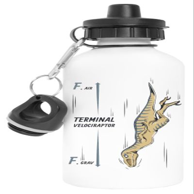 Hopestly Terminal Velociraptor Reusable Aluminum Water Bottle, White