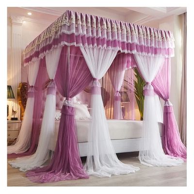 BUJOG Canopy Bed, Princess Lace Tent Mosquito Net/Bed Curtain with Stainless Steel Frame, A2, 180 x 200 x 210 cm