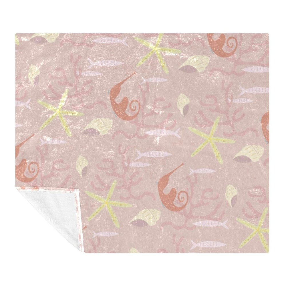Soft Warm Fleece Throw Blanket for Children and Adults, Sea-Themed Design, 150 x 200 cm