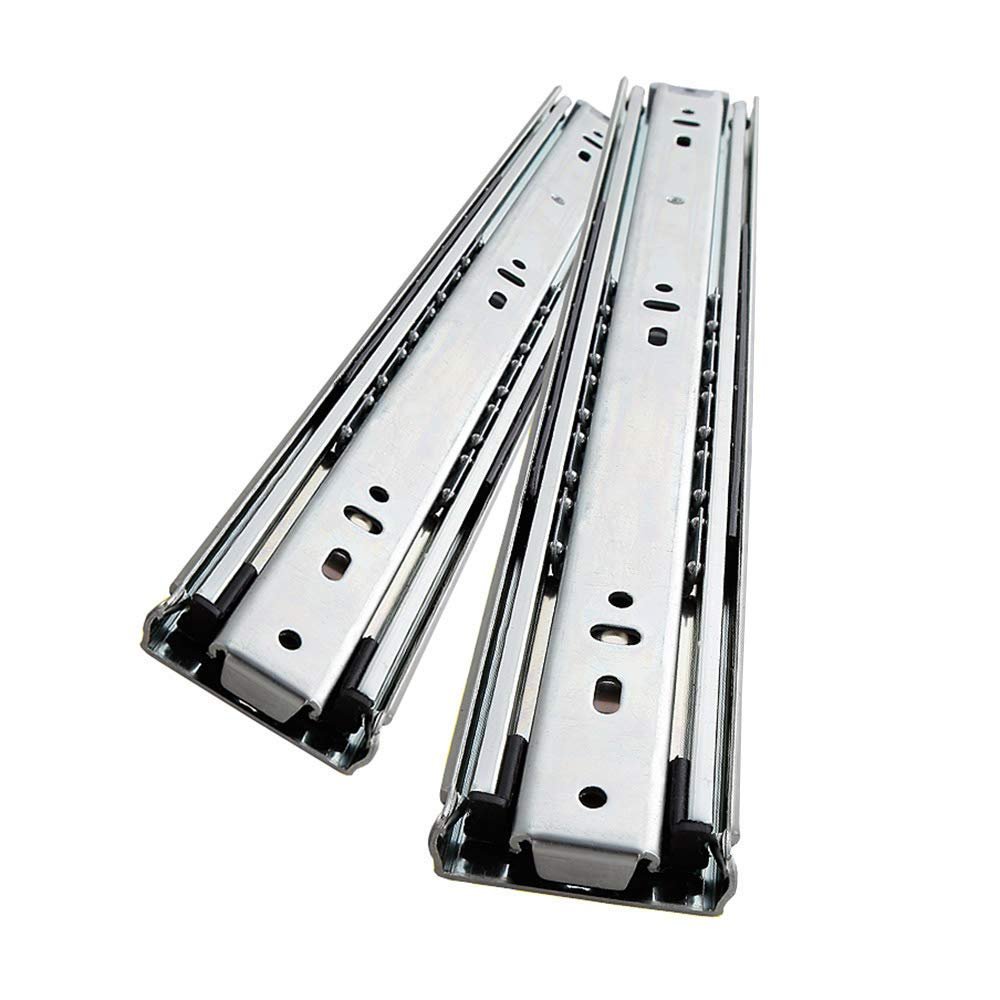 PhIree Push-to-Open Drawer Slide, Heavy-Duty Full-Extension, 51 mm Wide, Cold-Rolled Steel, 68 kg Side Load, Silver, 10 in/250 mm