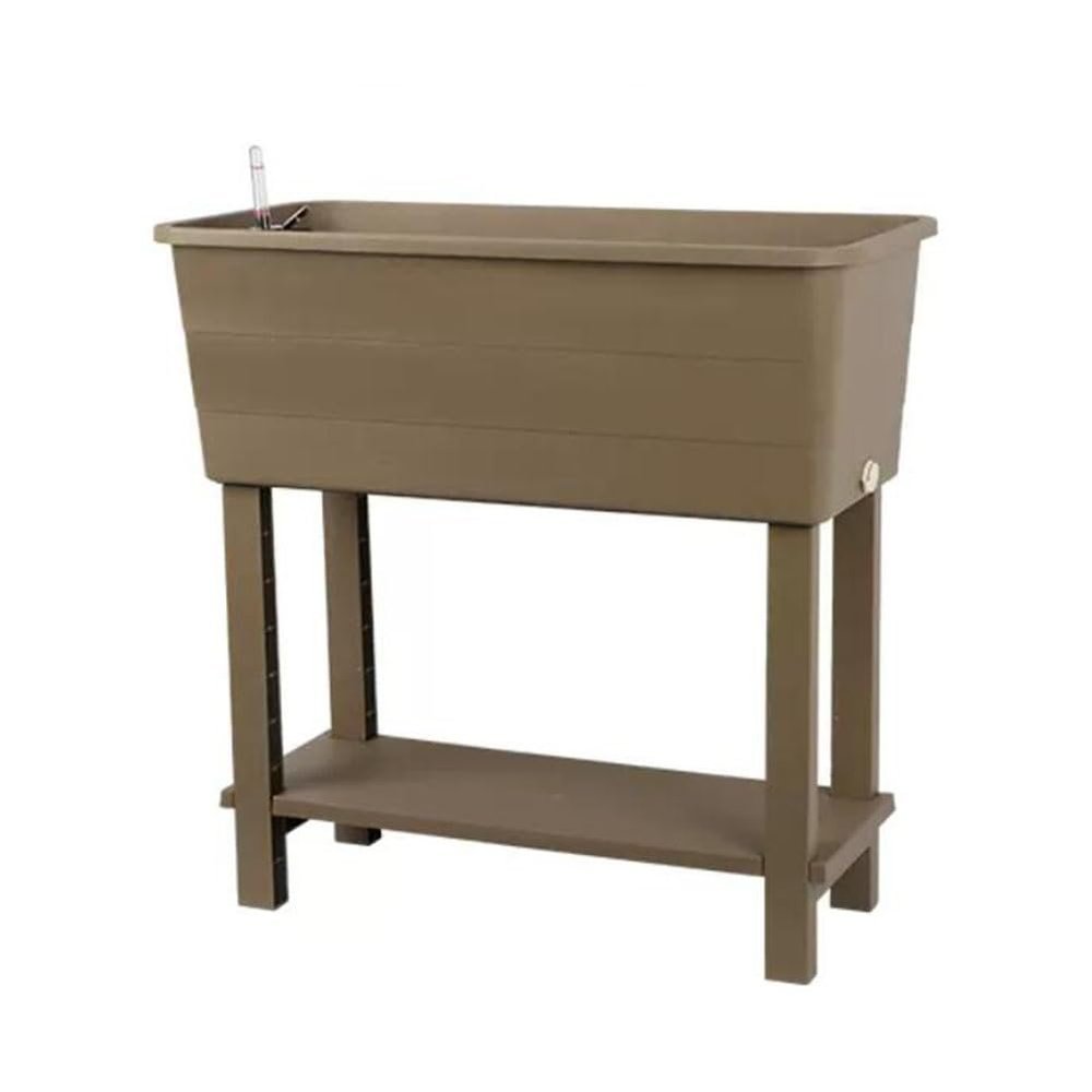 GZHERVICES Freestanding Garden Planter, Raised Bed Box, Plastic Flower Trough, Brown, 65.5 x 25 x 74 cm