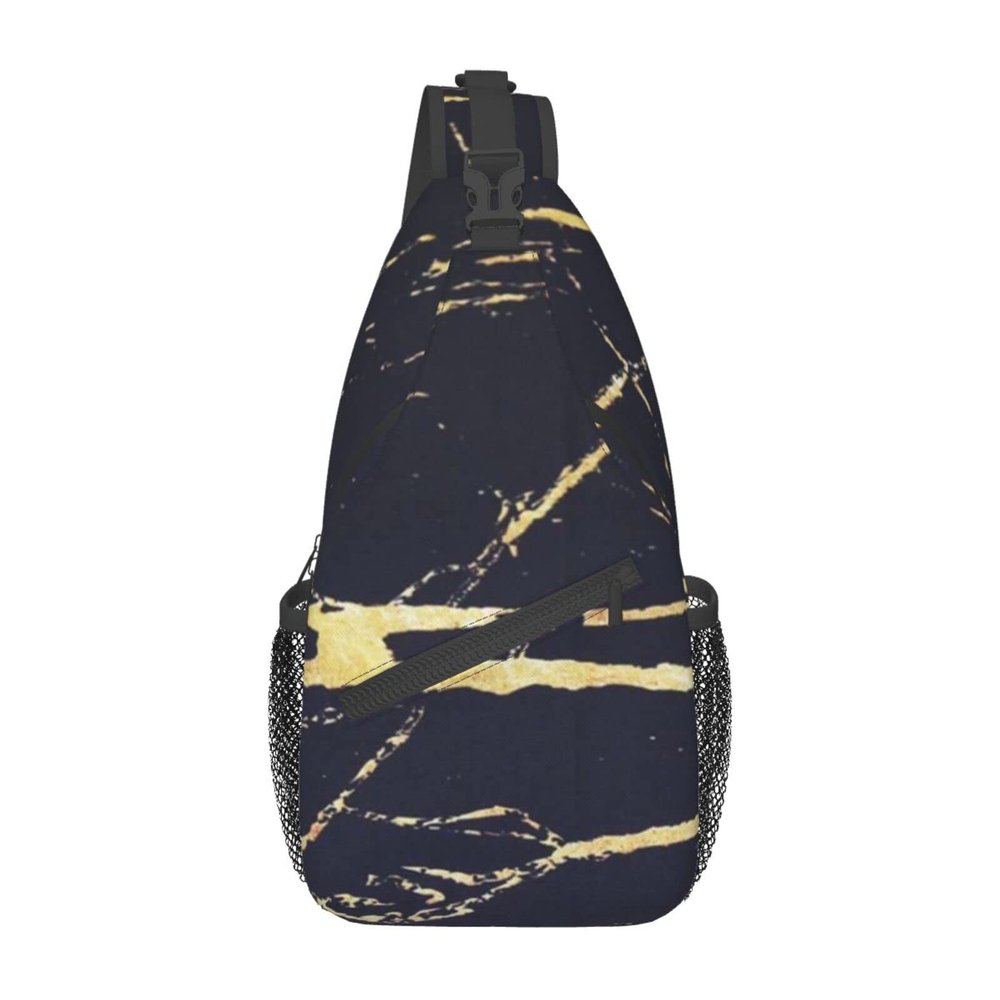 Palm Tree Over Blue Sea Sling Bag, Crossbody Chest Pack for Men and Women, Adjustable Shoulder, Marble, One Size