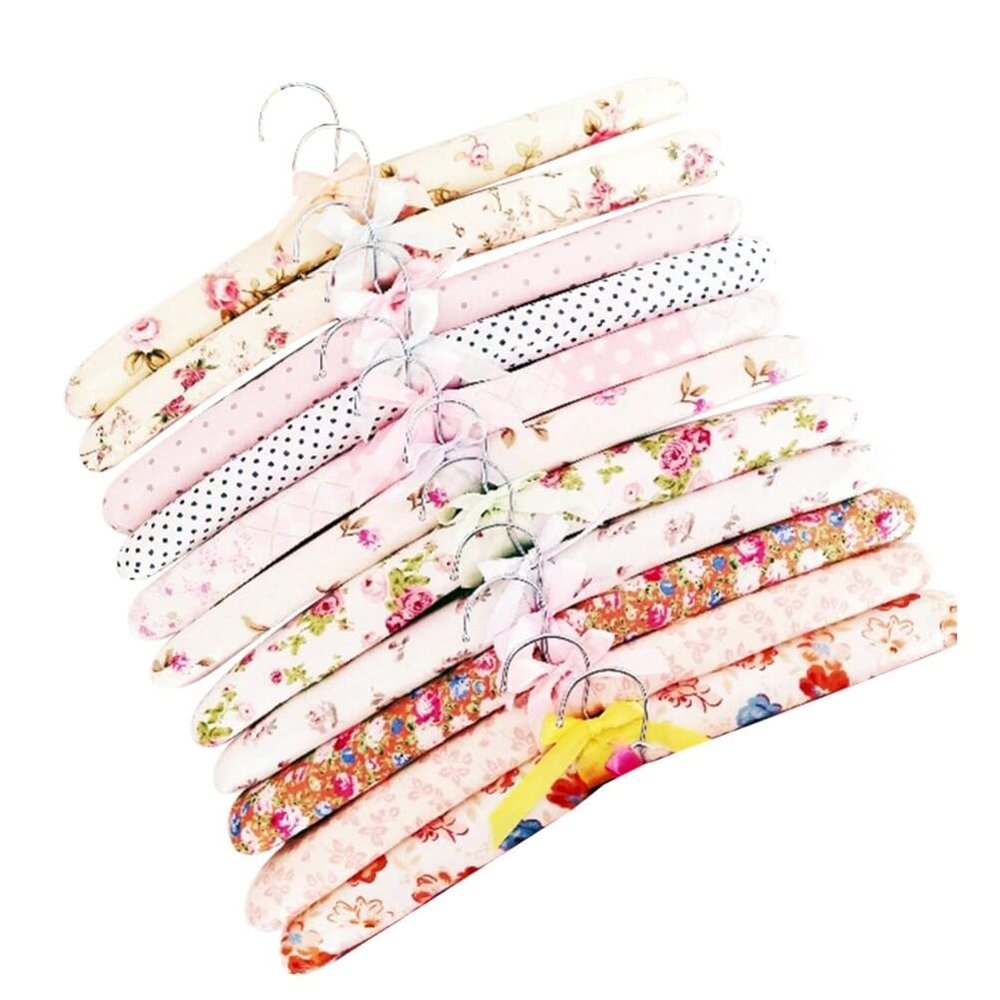 10 Floral-Wrapped Non-Slip Hangers