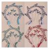 yaoqijie Bridal Blue and Red Rhinestone Headband with Hairpins, Crystal Wedding Headpiece view 2