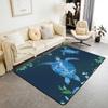 richhome Sea Turtle Rug 150 x 200 cm, Retro Blue Geometric Sea Creature Decor, Leaf and Plant Indoor Floor Mat view 1