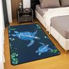 richhome Sea Turtle Rug 150 x 200 cm, Retro Blue Geometric Sea Creature Decor, Leaf and Plant Indoor Floor Mat view 4