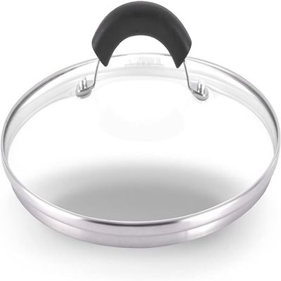 BAZAC Glass Lid with Metal Handle, Tempered Glass, Stainless Steel Rim, 50 cm