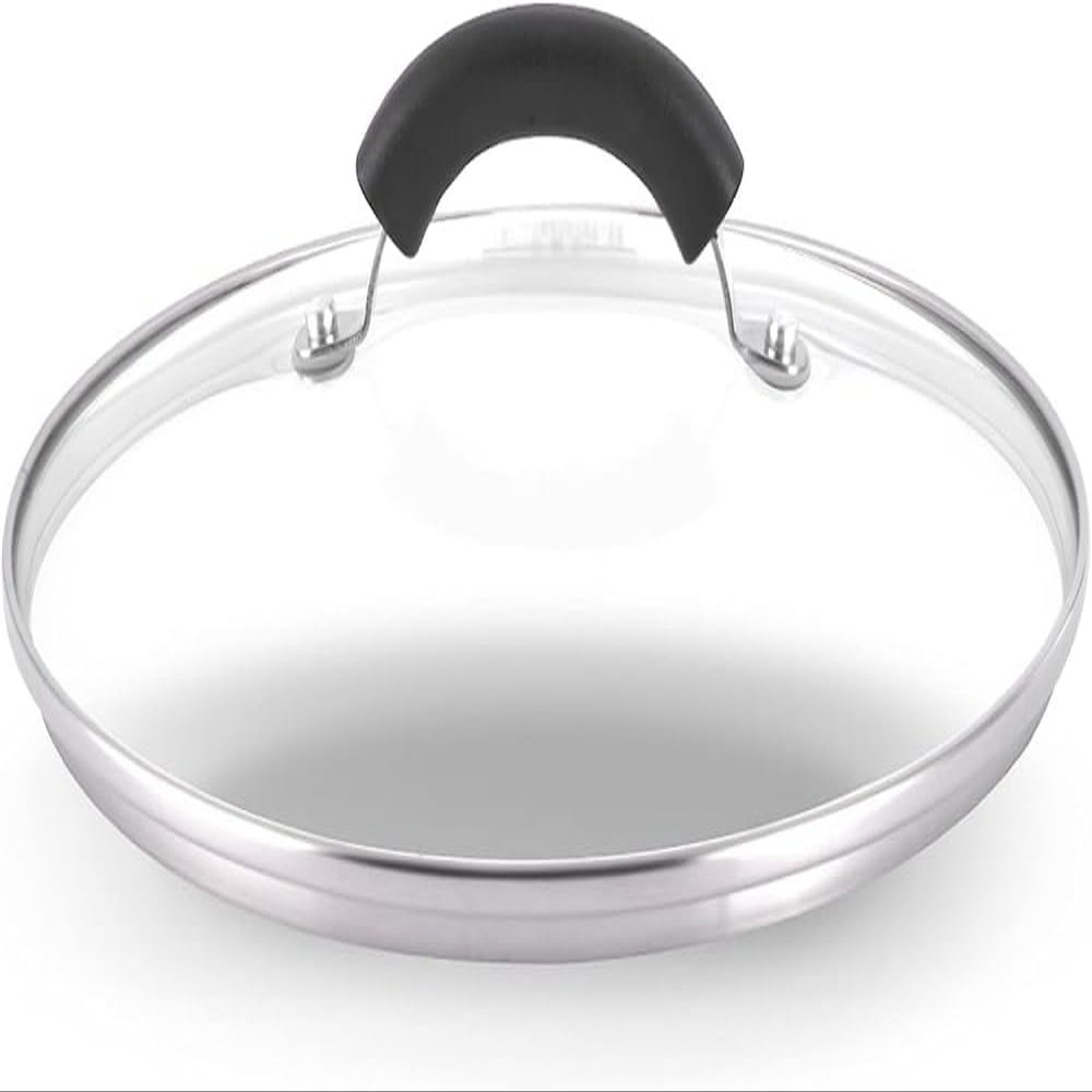 BAZAC Glass Lid with Metal Handle, Tempered Glass, Stainless Steel Rim, 50 cm