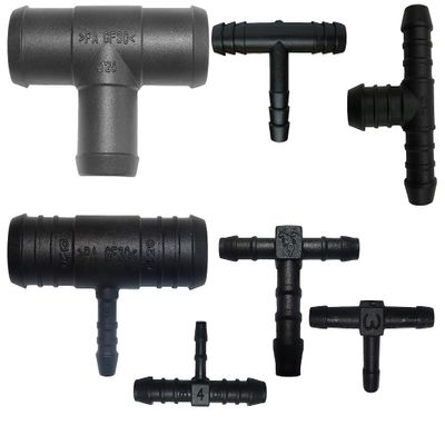 T Hose Connector, Selectable from 3 to 32 mm, Reducing Type, PA GF30, T-Piece (5, 25 x 25 x 25 mm)