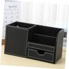 Multifunctional Desktop Pen Holder with Multiple Compartments, Black view 3