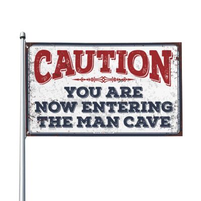 Dsoluuing Cool Poster Flag: Warning! You Are Now Entering the Man Cave, Home Decor for Men, Man Cave Bar (Size: 152 x 244 cm)