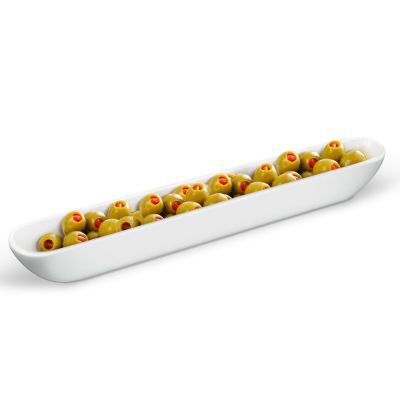 Kevenal Olive Boat Tray, 33 cm, White Olive Dish, Long Narrow Serving Bowl for Charcuterie, Cheese and Appetizers
