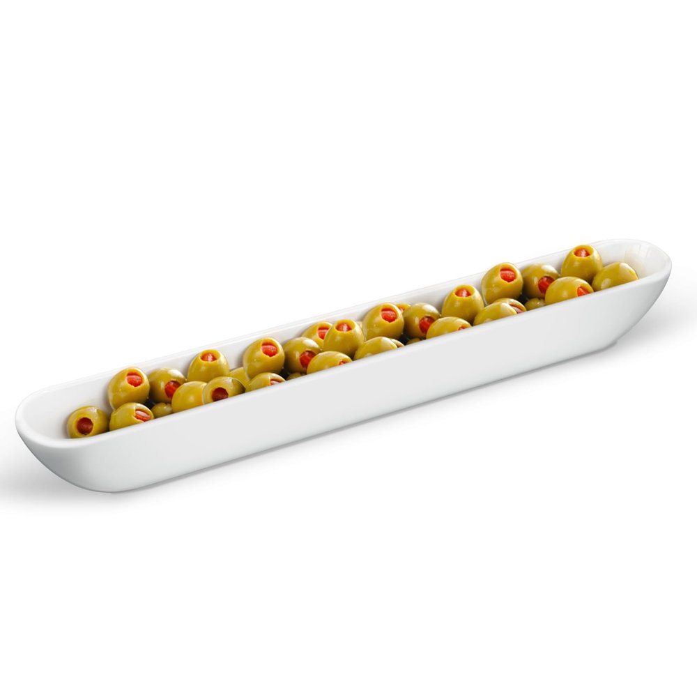 Kevenal Olive Boat Tray, 33 cm, White Olive Dish, Long Narrow Serving Bowl for Charcuterie, Cheese and Appetizers