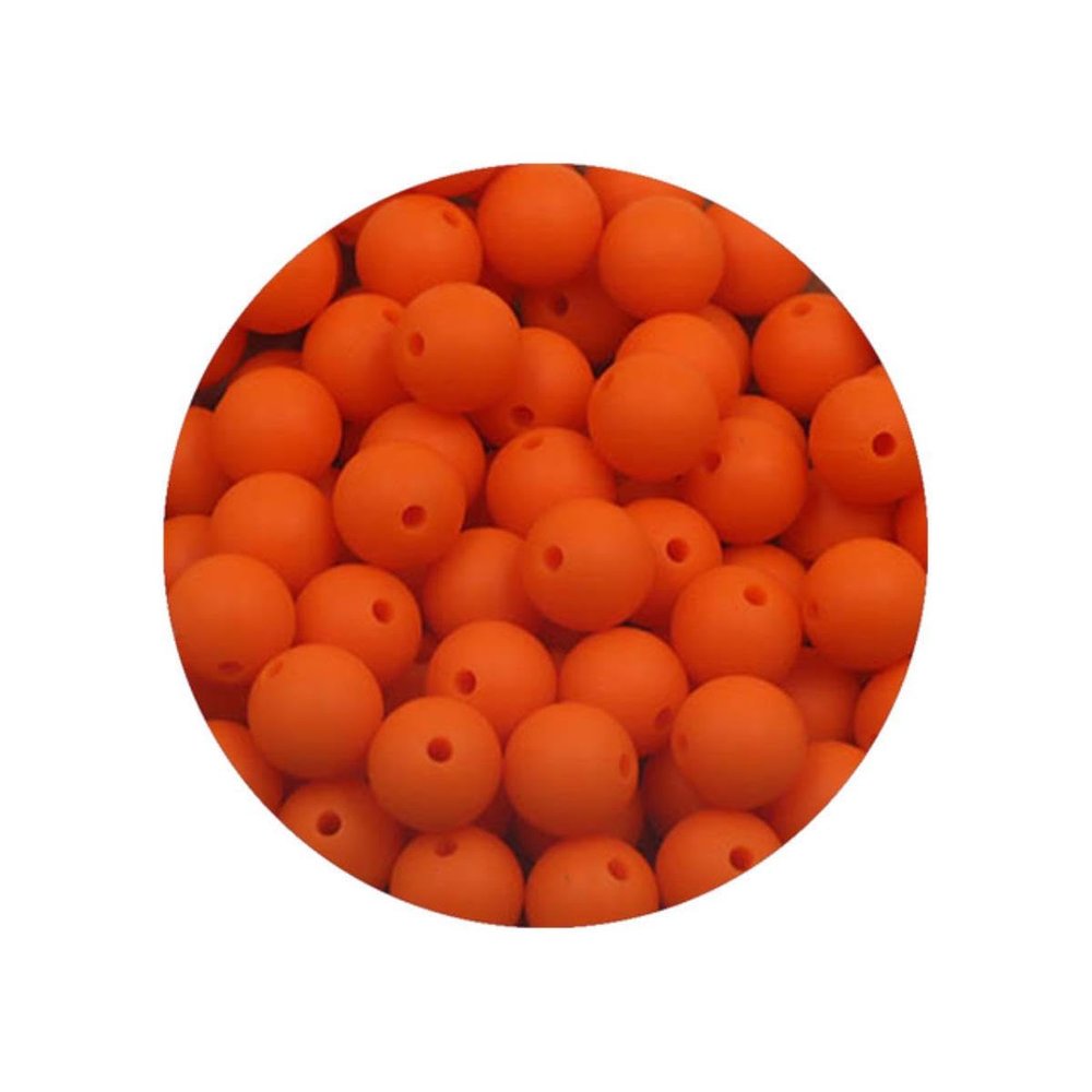 Silicone Beads, 50 Pieces, 9/12/15 mm, Orange, 12 mm
