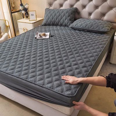 YUDEYU Quilted Fitted Sheet Mattress Protector, Dark Gray, 135 x 200 cm, 5–25 cm Height
