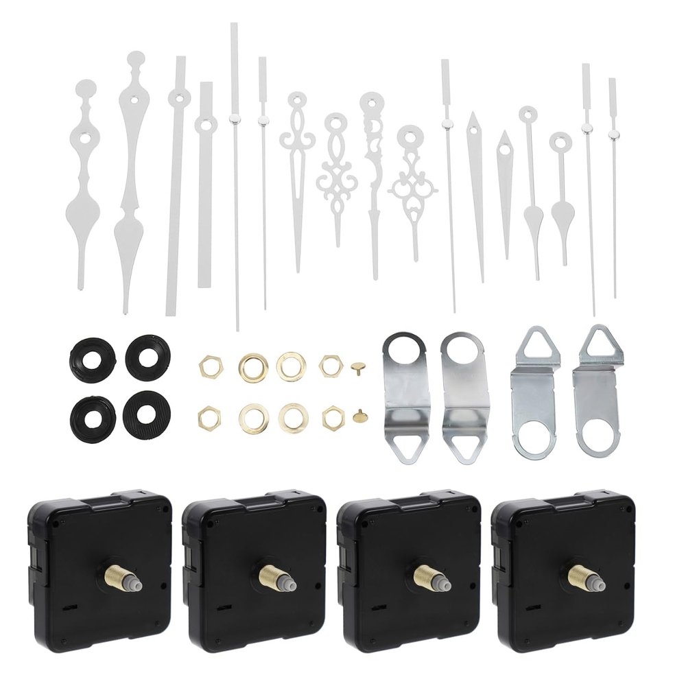 DOITOOL Silent Quartz Clock Movements with 16 Hands, Set of 4, White