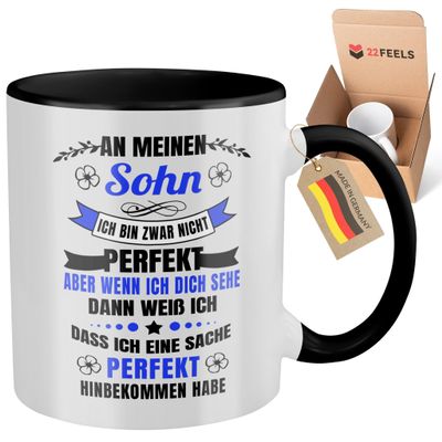 22Feels Mug for Son, Gift for 18th Birthday, Graduation, Bachelor’s or Master’s, Two-Tone White/Black