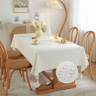 Mateju Waterproof Beige Rectangular Tablecloth, Washable, 140 x 260 cm