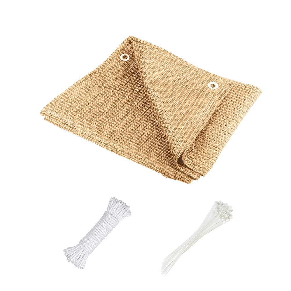 Breathable Rectangular Sun Shade Sail 5 x 6 m, UV Protection, Cream