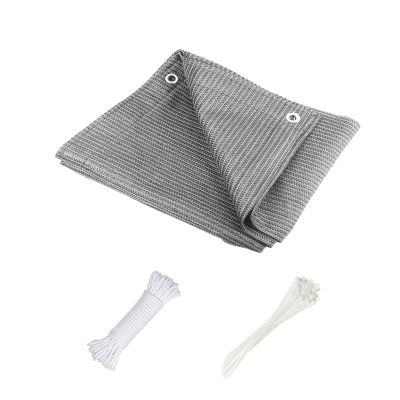 Rectangular Shade Sail 3.4 x 3.4 m, Breathable, UV Protection, with Grommets and Rope, Light Gray