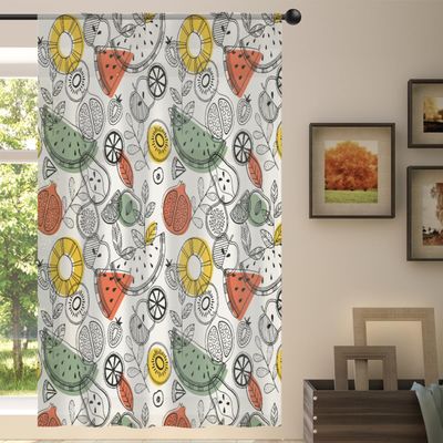 Scandinavian Fruit Pattern Sheer Curtain for Living Room, Bedroom, Kitchen and Dining Room, 139 x 198 cm
