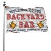 Dsoluuing Cool Dorm Flags, Welcome to Our Backyard Bar, Proudly Serve Whatever You Bring Flag, Backyard Bar Decor (Green, 60 x 90 cm) view 1